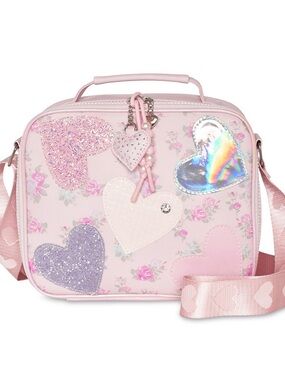 OMG Accessories  Girls' Heart Glitters Floral Lunch Bag With Charm